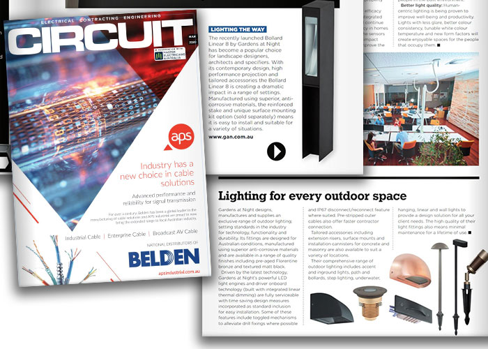 Gardens at Night outdoor lighting featured in Circuit Magazine 2020