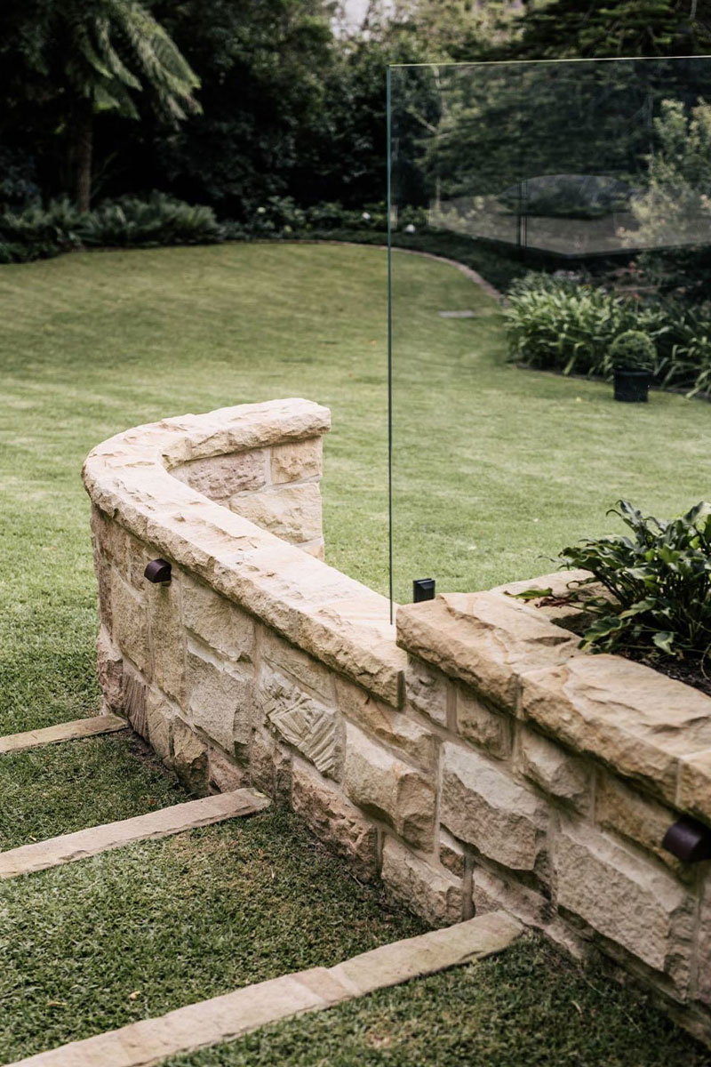 Gardens at Night step light in stunning garden setting with stairs and sandstone