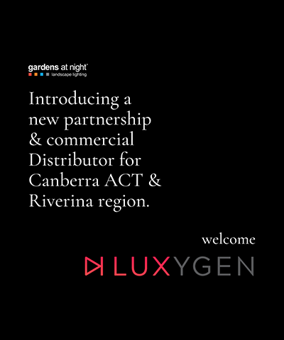 Gardens at Night outdoor lighting Luxygen new distributor ACT Australia announcement